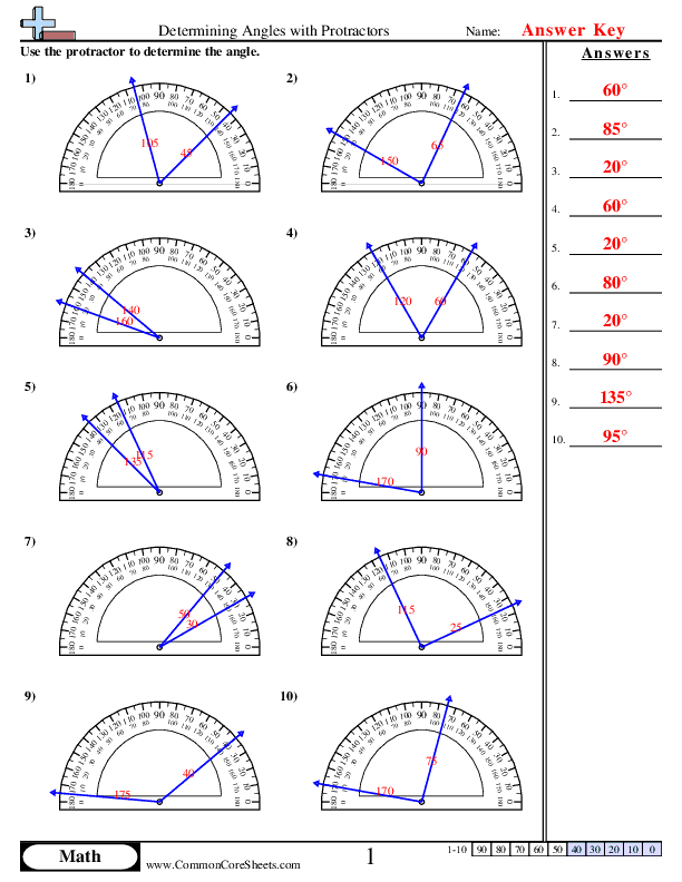  - Determining Angles With Protractors worksheet